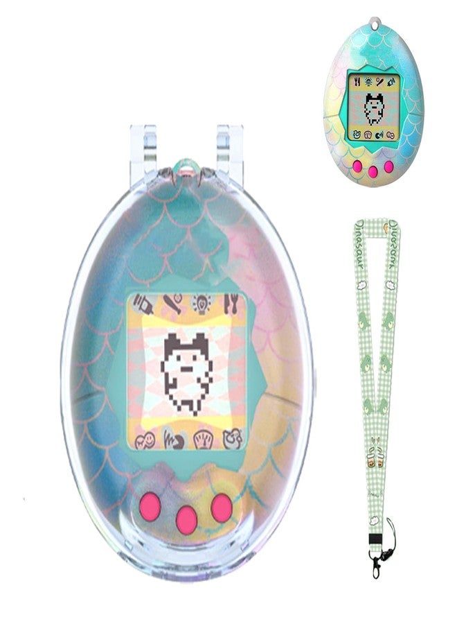 Oshmirian Protective Case for Tamagotchi Original - Clear PC Hard Shell Cover for Tamagotchi Original Electronic Pet,Waterproof Sweatproof Washable Shockproof Anti-Drop 360° Full Protection(Clear+Blue) - Image 1